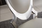 Leatherette Dining Chair with Oval Backrest Set of 2;  Stainless Steel Legs