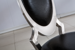 Leatherette Dining Chair with Oval Backrest Set of 2;  Stainless Steel Legs