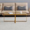 Minimalism rectangle coffee table,Golden metal frame with tempered glass tabletop