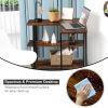 360° Free Rotating Sofa Side Table with Storage Shelves and Casters