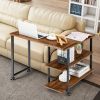 360° Free Rotating Sofa Side Table with Storage Shelves and Casters