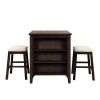 3 Piece Dining Table with Padded Stools, Table Set with Storage Shelf