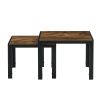 Nesting Coffee Table Set of 2;  Square Modern Stacking Table with Wood Finish for Living Room