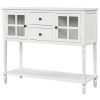 Sideboard Console Table with Bottom Shelf, Farmhouse Wood/Glass Buffet Storage Cabinet Living Room