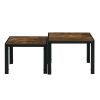 Nesting Coffee Table Set of 2;  Square Modern Stacking Table with Wood Finish for Living Room