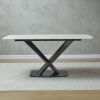 63" Modern Sintered Stone Dinning Table Carrara White Color Dinning Table with Solid Gold Carbon Stell Base