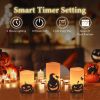 3 Pack Halloween Flameless Candle Lamp with Timer Setting Battery Operated Warm Orange Light Candles for Halloween Party Decoration Spider Crow Skull