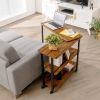 360° Free Rotating Sofa Side Table with Storage Shelves and Casters