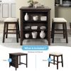 3 Piece Dining Table with Padded Stools, Table Set with Storage Shelf