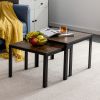 Nesting Coffee Table Set of 2;  Square Modern Stacking Table with Wood Finish for Living Room