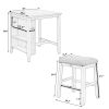 3 Piece Dining Table with Padded Stools, Table Set with Storage Shelf