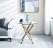 Modern Round Tempered Glass End Table with Chrome Legs