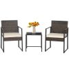 3 Pieces Modern Heavy Duty Patio Furniture Set with Coffee Table