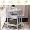 Set of 2 Multifunctional 3-Tier Nightstand Sofa Side Table with Reinforced Bars and Stable Structure