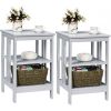 Set of 2 Multifunctional 3-Tier Nightstand Sofa Side Table with Reinforced Bars and Stable Structure