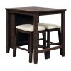 3 Piece Dining Table with Padded Stools, Table Set with Storage Shelf