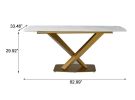 63" Modern Sintered Stone Dinning Table Carrara White Color Dinning Table with Solid Gold Carbon Stell Base