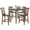 5 Piece Mission Counter Height Dining Set, Including Table & 4 Chairs, Cherry Color, Set of 5