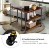 360° Free Rotating Sofa Side Table with Storage Shelves and Casters