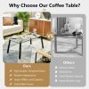 Modern Tempered Glass Coffee Table with Metal Frame for Living Room