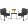 3 Pieces Modern Heavy Duty Patio Furniture Set with Coffee Table