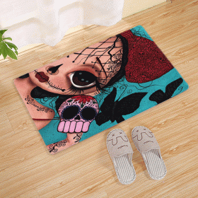 Halloween Flannel Floor Mat Bathroom Toilet Door Non-slop Mats Skull Absorbent Printing Floor Mat (Option: Halloween 210014-40x60)