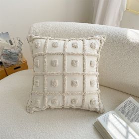 Moroccan Style High Quality Loop Velvet Geometric Embroidered Cushion (Option: White Grid Square Pillow-45 X45cm Without Core)