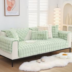 Warm Sofa Bubble Plush Pillowcase Pillow (Option: Green-45x45cm pillowcase)