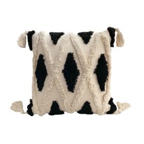 Bohemian Line Tufted Pillow Cover (Option: Square Black-45 X45cm With Core)