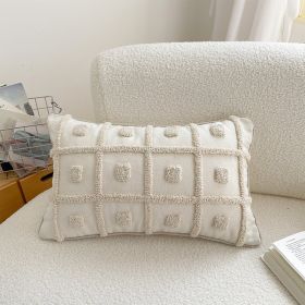 Moroccan Style High Quality Loop Velvet Geometric Embroidered Cushion (Option: White Couple Double Pillow-30 X50cm 350g Core Included)