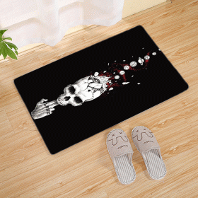 Halloween Flannel Floor Mat Bathroom Toilet Door Non-slop Mats Skull Absorbent Printing Floor Mat (Option: Halloween 210020-45x75)