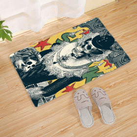 Halloween Flannel Floor Mat Bathroom Toilet Door Non-slop Mats Skull Absorbent Printing Floor Mat (Option: Halloween 210007-50x80)